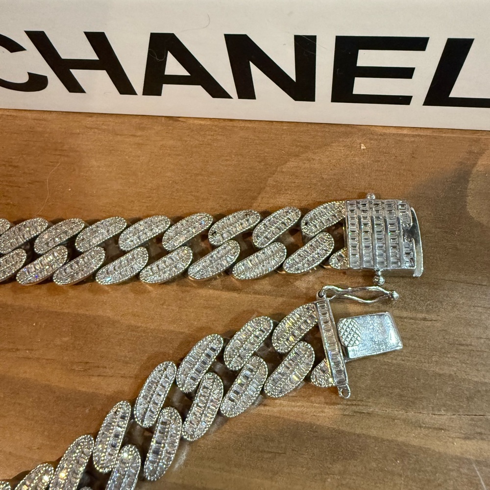 Rare iced out Miami link Cuban link silver 925 chain with genuine diamonds - Picture 4 of 6